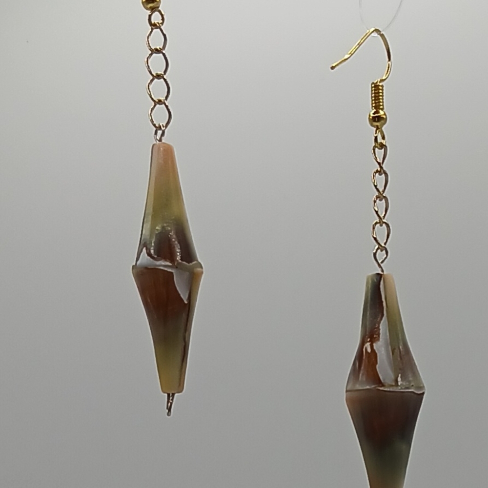 Elegant Gold and Brown Dangle Earrings